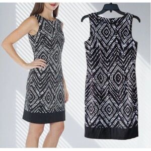 NWOT Mario Serrani Italy Black & white shift dress size 6